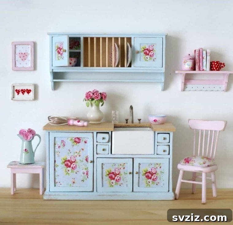 20 Enchanting Shabby Chic Kitchen Makeovers 15 Floral Painted Cabinet