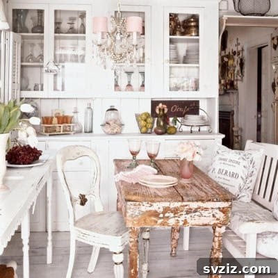 20 Enchanting Shabby Chic Kitchen Makeovers 20 White Glass Cabinets