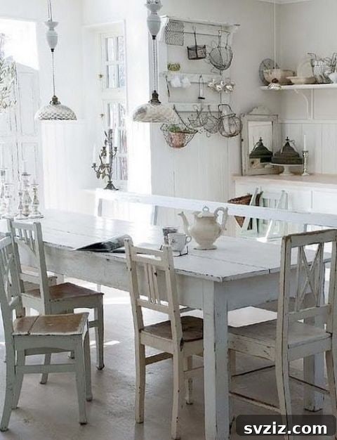 20 Enchanting Shabby Chic Kitchen Makeovers 6 Whitewashed Kitchen Furniture