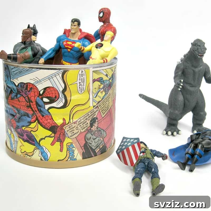 Upcycled Comic Book Can for Unique Storage