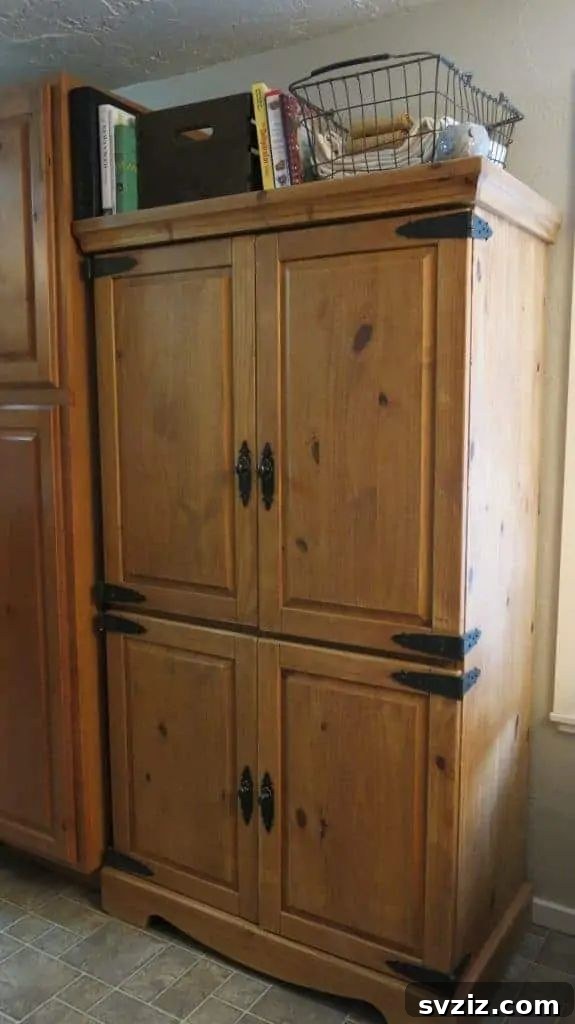 Upcycled Entertainment Center as Kitchen Pantry