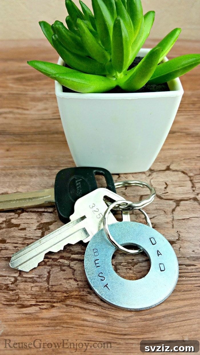 Washer Hand Stamped Keychain