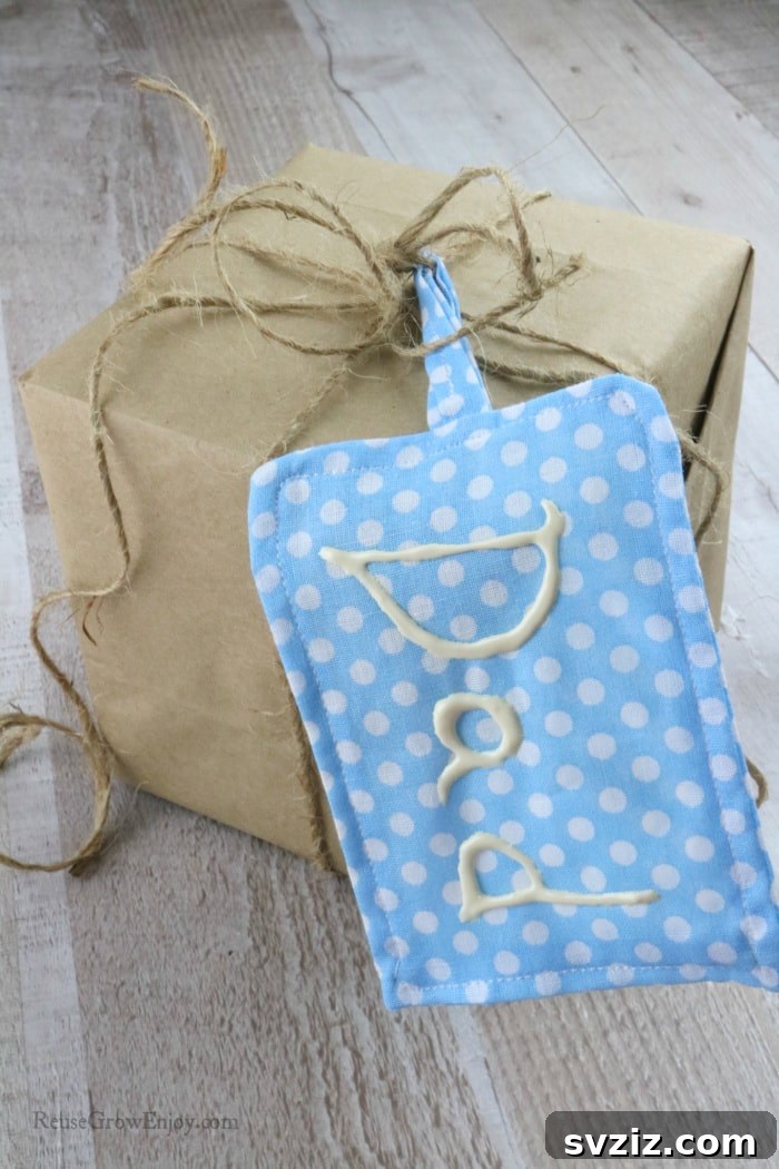 Effortless Stitching: 47 Projects for Every Skill Level 16 A set of charming fabric gift tags, decorated with different patterns and ribbons, perfect for personalized gift-giving.