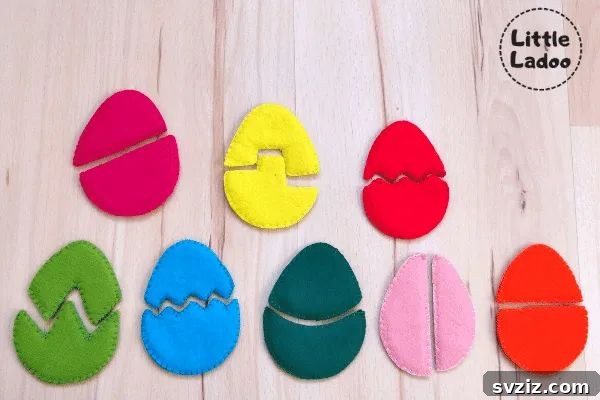 Effortless Stitching: 47 Projects for Every Skill Level 30 A colorful fabric Easter egg puzzle designed for young children, enhancing visual skills.