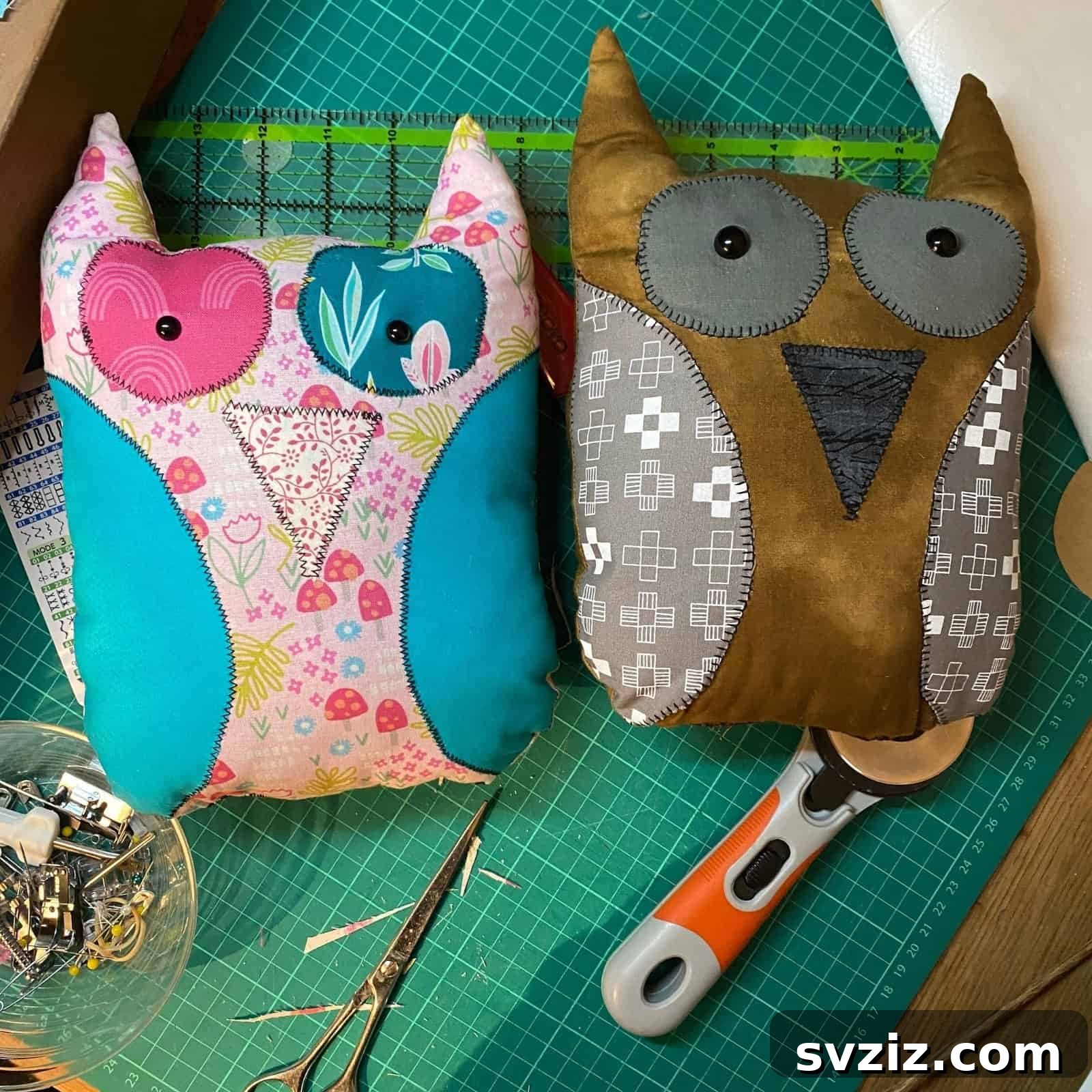 Effortless Stitching: 47 Projects for Every Skill Level 36 An adorable handmade owl soft toy with contrasting fabric wings and expressive eyes.