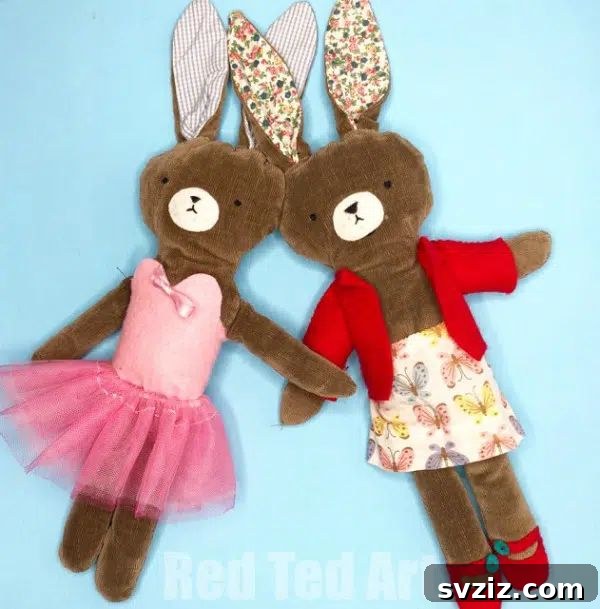 Effortless Stitching: 47 Projects for Every Skill Level 41 An endearing handmade fabric bunny doll with floppy ears and simple embroidered features.