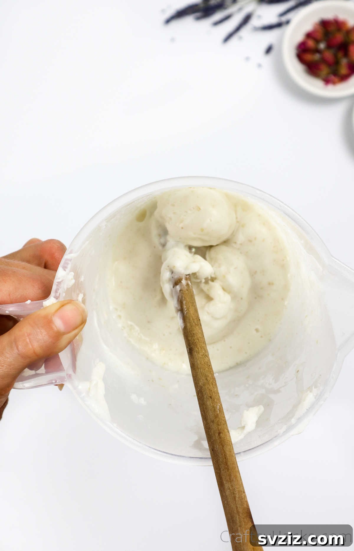 Your Guide to Crafting Homemade Soap 11 Stirring melted soap base to ensure smooth consistency