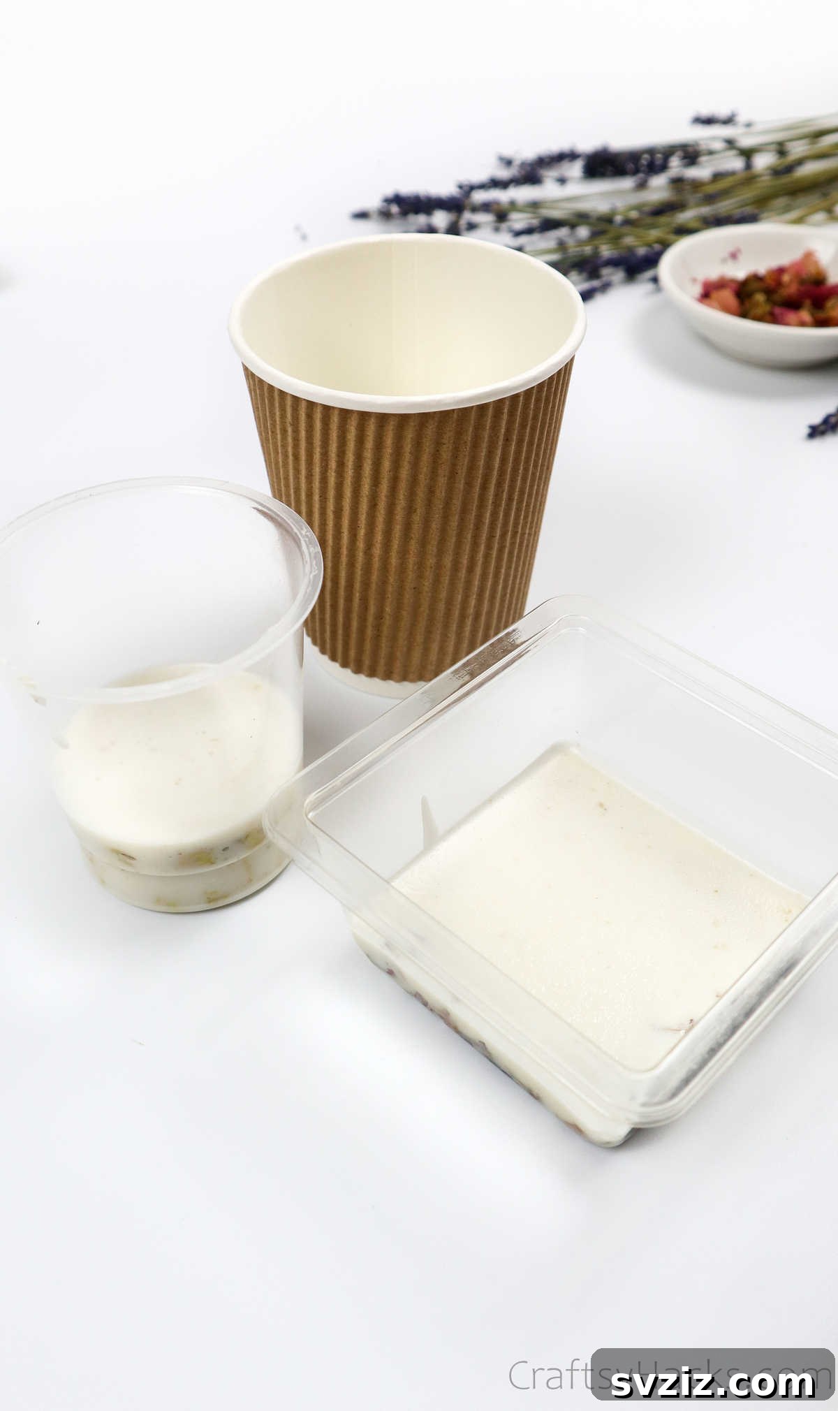 Your Guide to Crafting Homemade Soap 16 Pouring melted soap into a paper cup, demonstrating alternative mold options