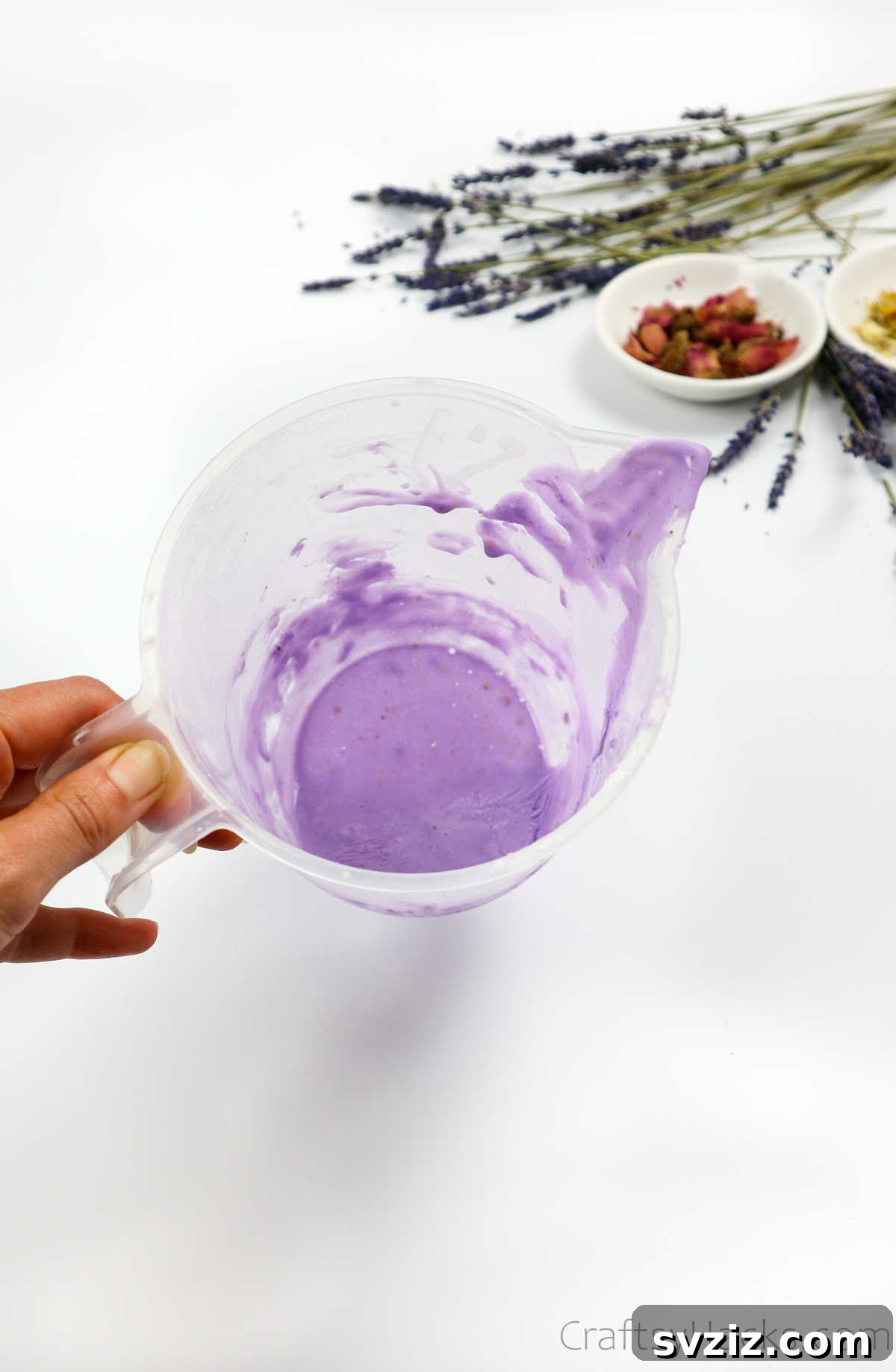 Your Guide to Crafting Homemade Soap 18 Close-up of a vibrant purple melted soap base ready for pouring