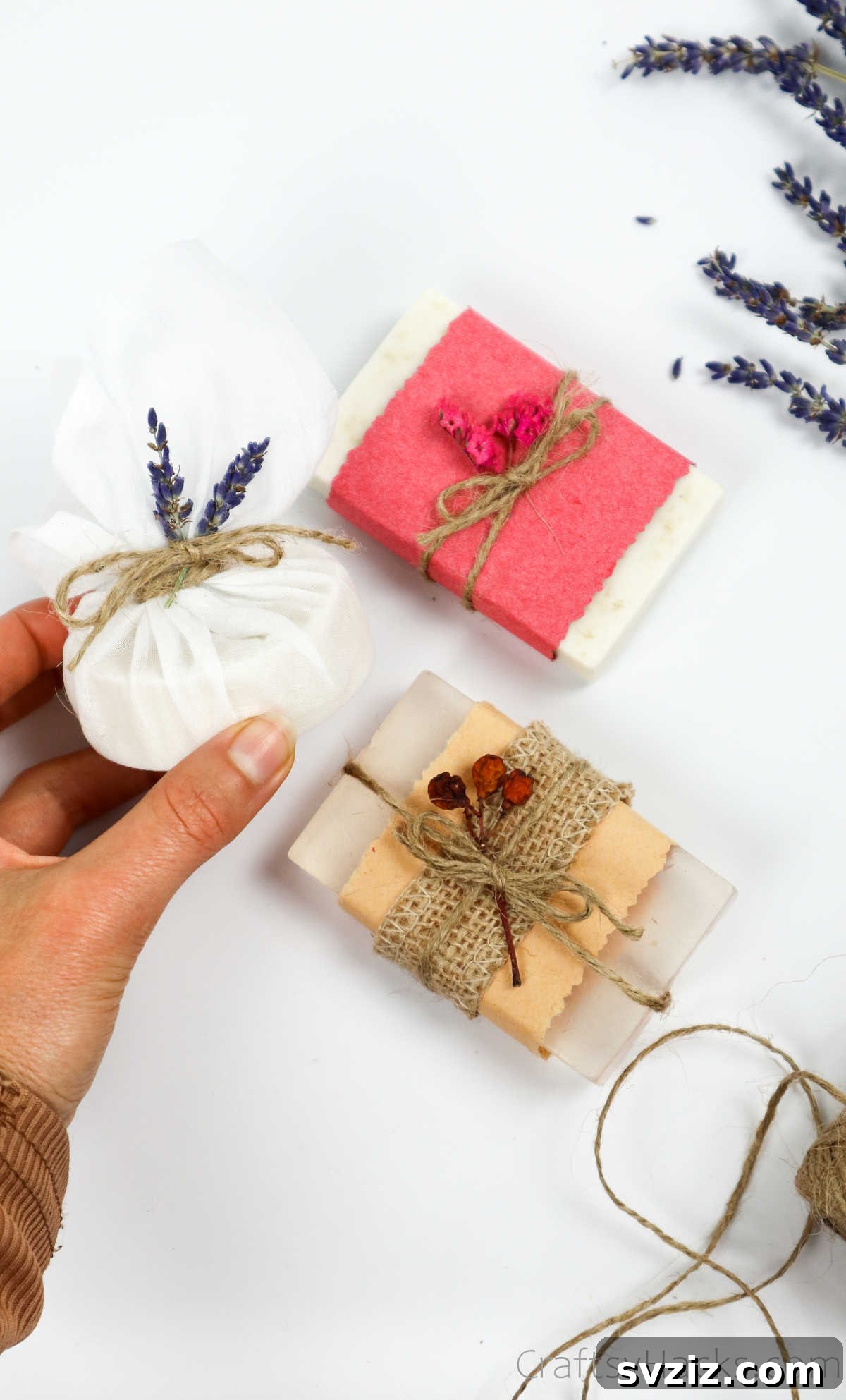 Your Guide to Crafting Homemade Soap 36 Three completed DIY soap bars beautifully packaged