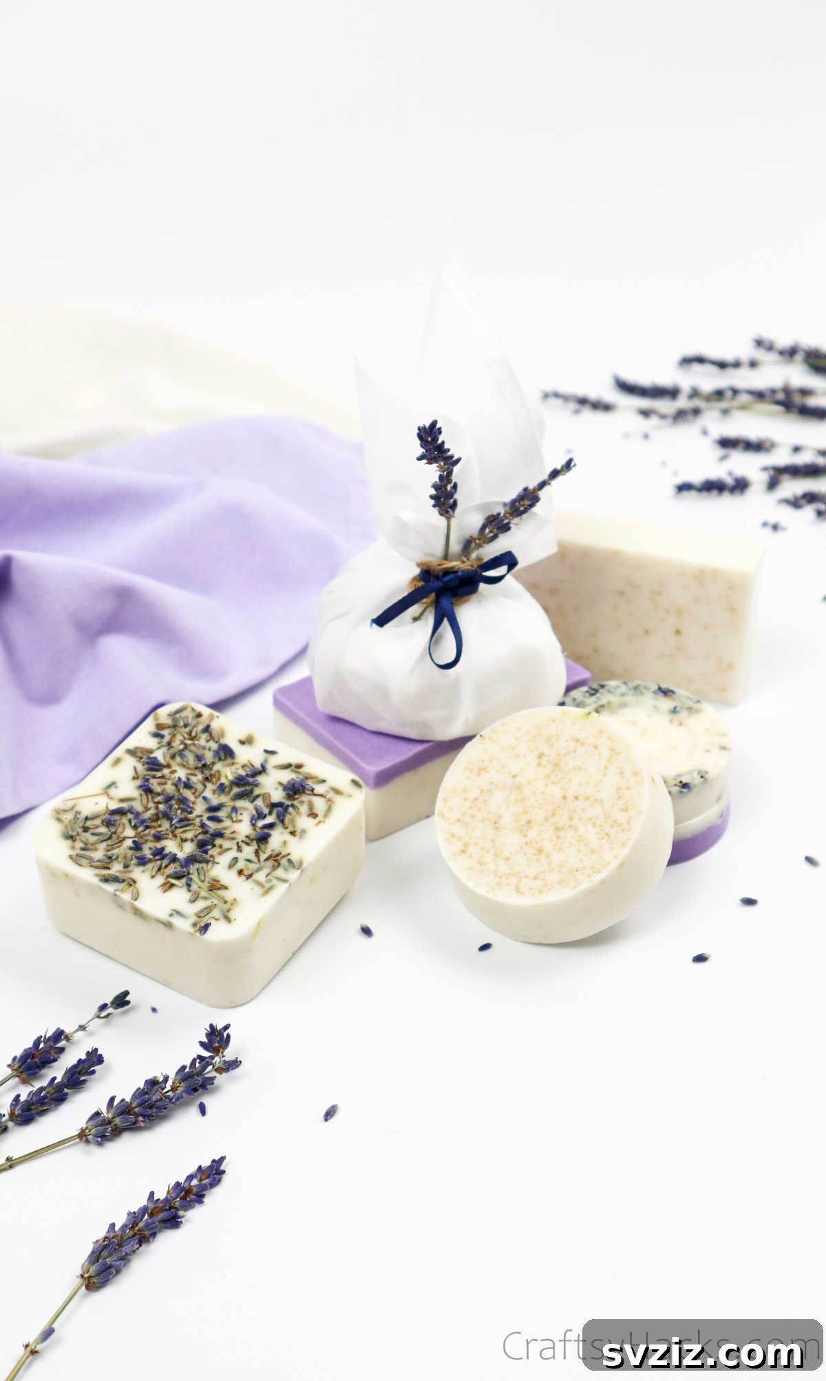 Your Guide to Crafting Homemade Soap 39 Collection of beautifully wrapped homemade soaps with lavender sprigs