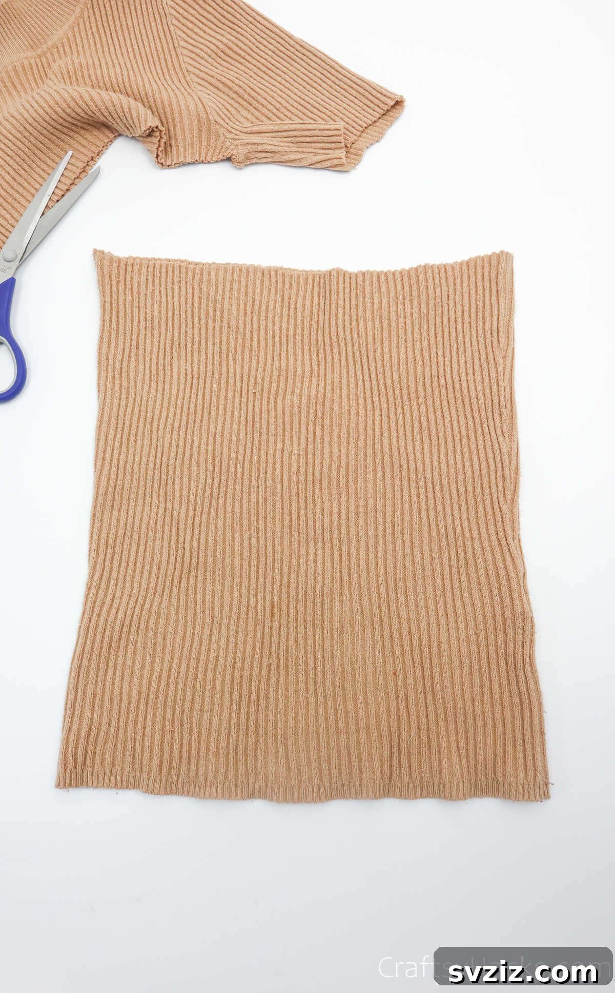 Bottom section of a sweater after cutting
