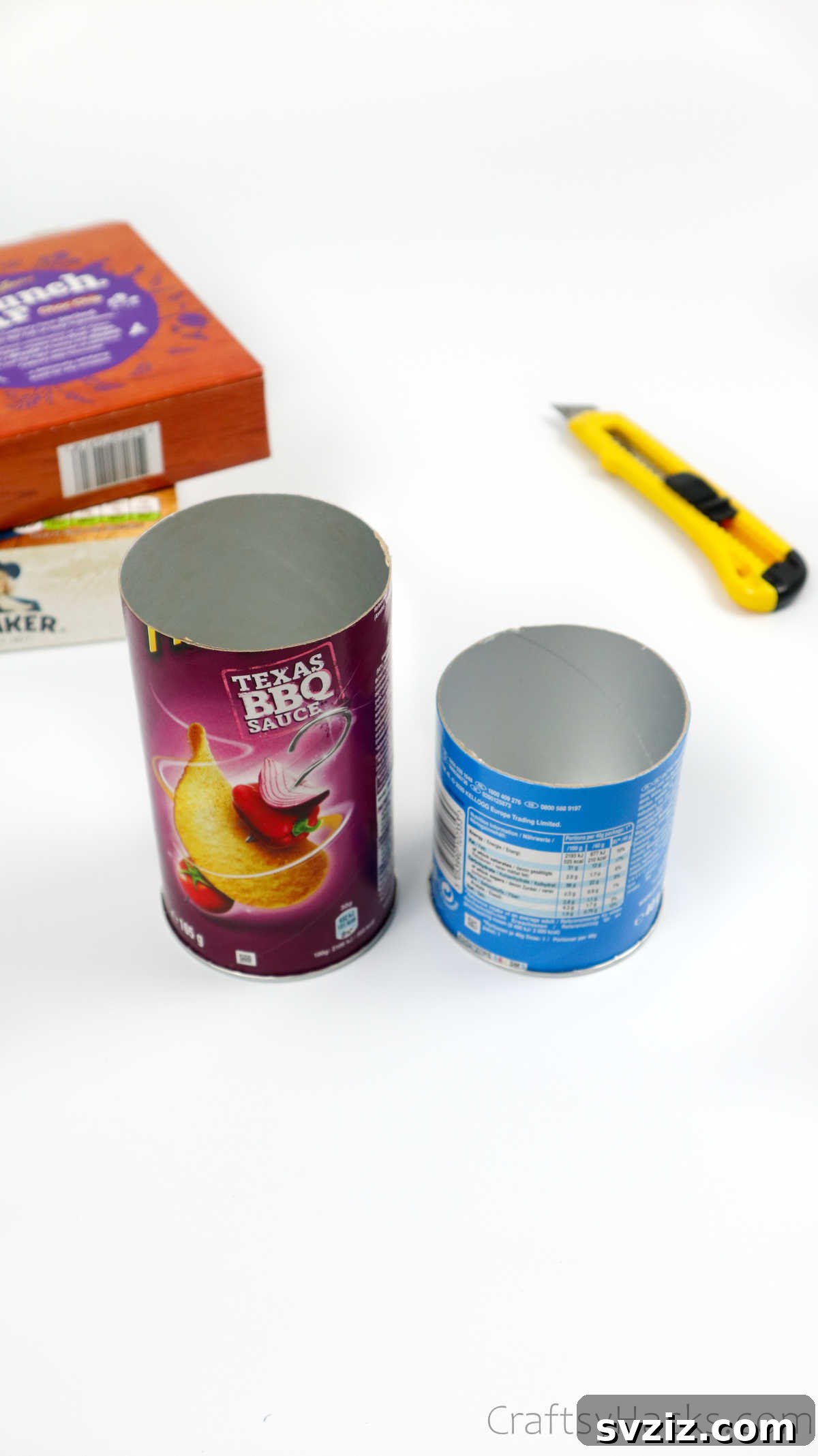 Eco-Chic Desk Organizer from Kitchen Recyclables 11 various food packaging cut to different heights
