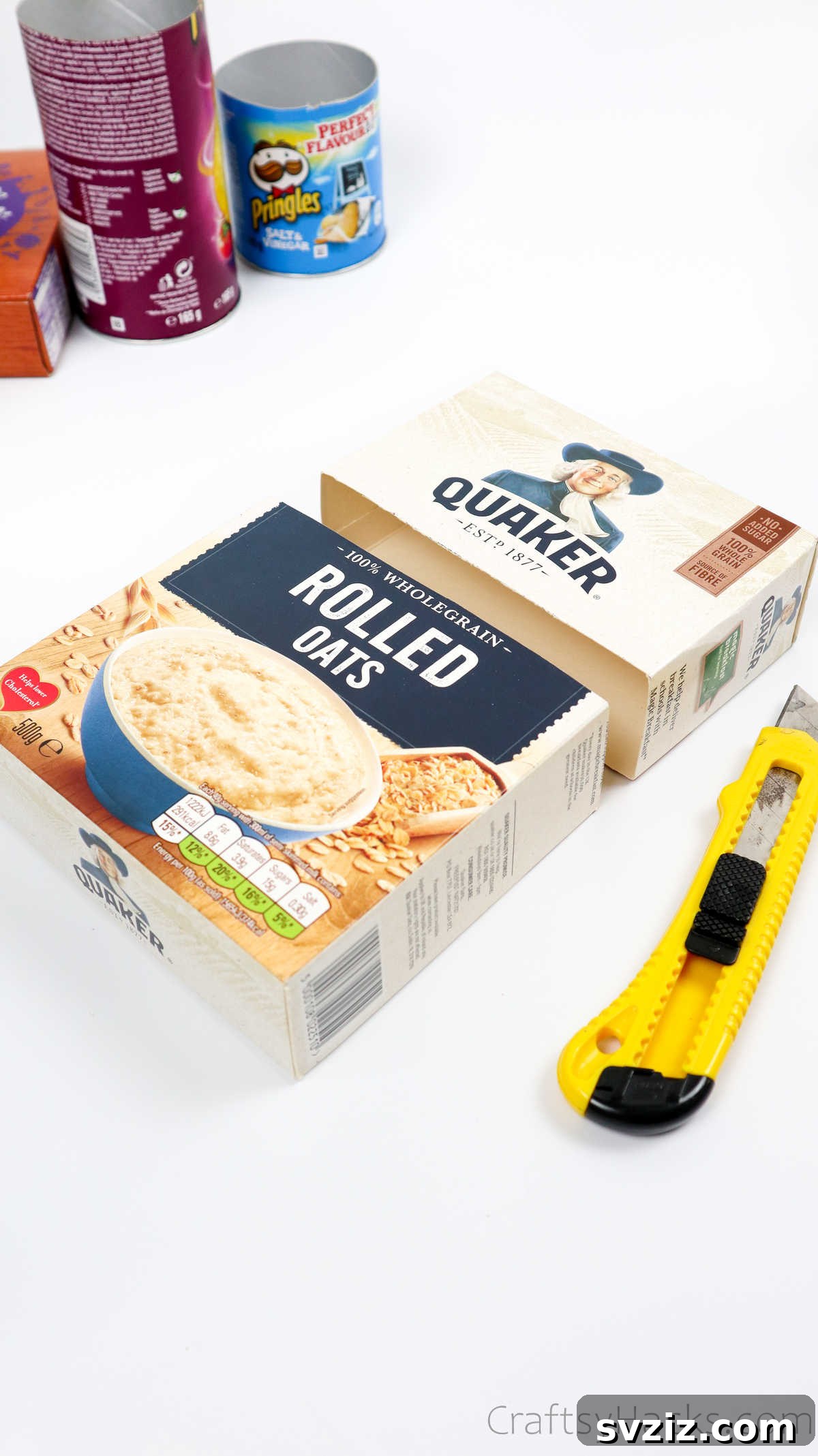 Eco-Chic Desk Organizer from Kitchen Recyclables 14 cereal box cut into two parts for storage