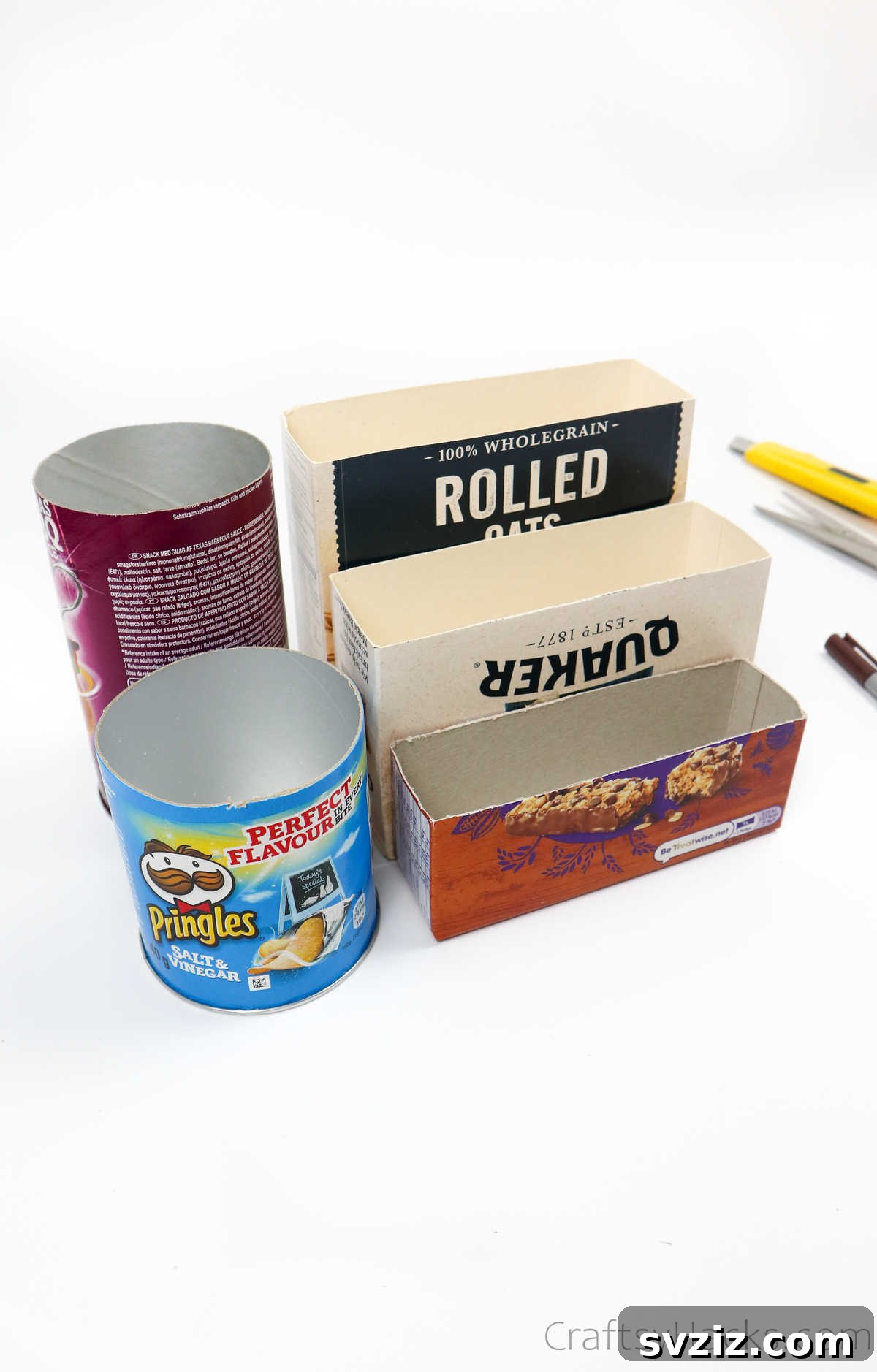 Eco-Chic Desk Organizer from Kitchen Recyclables 15 various sized boxes for DIY desk organizer