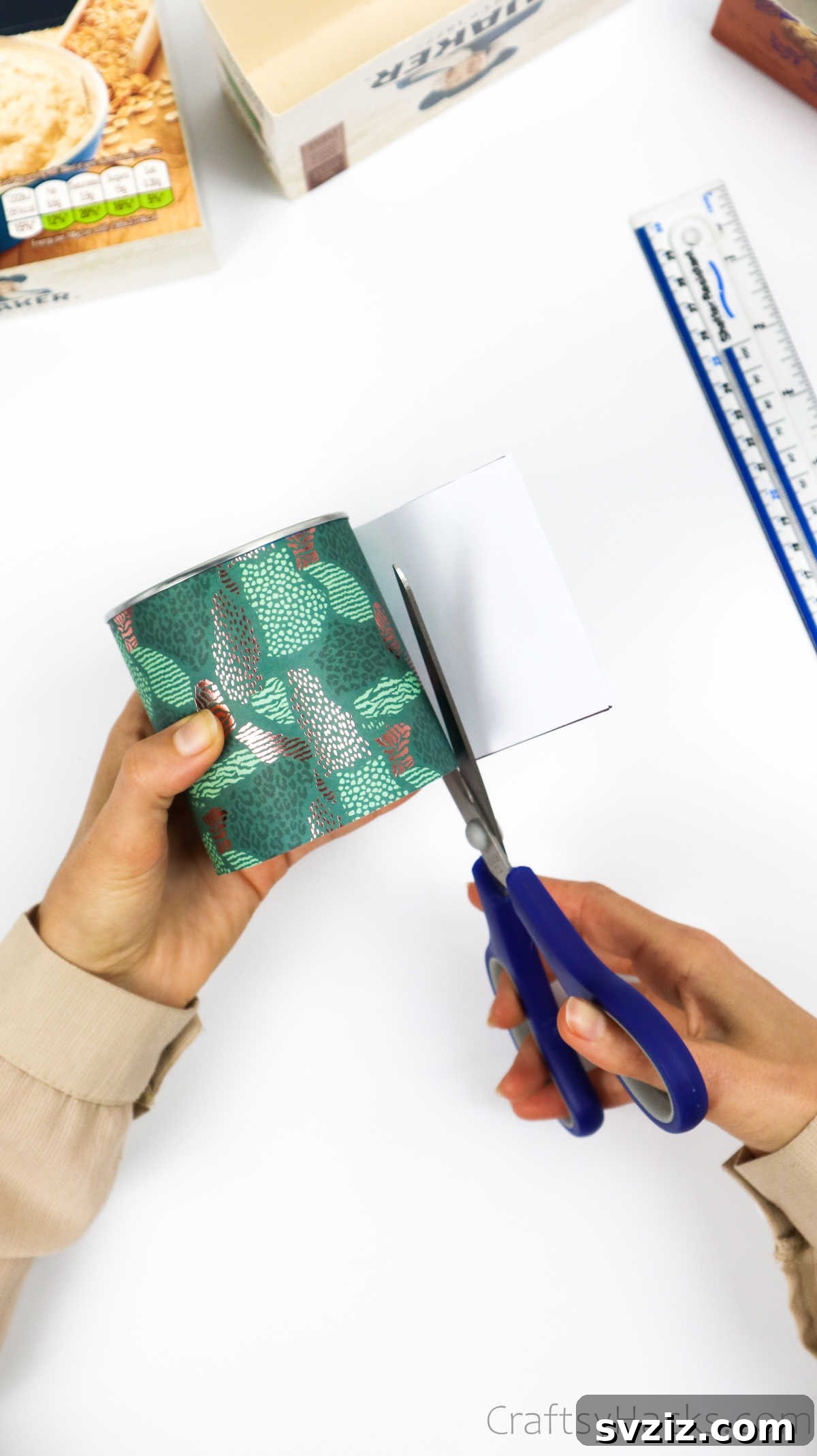 Eco-Chic Desk Organizer from Kitchen Recyclables 28 trimming excess wrapping paper