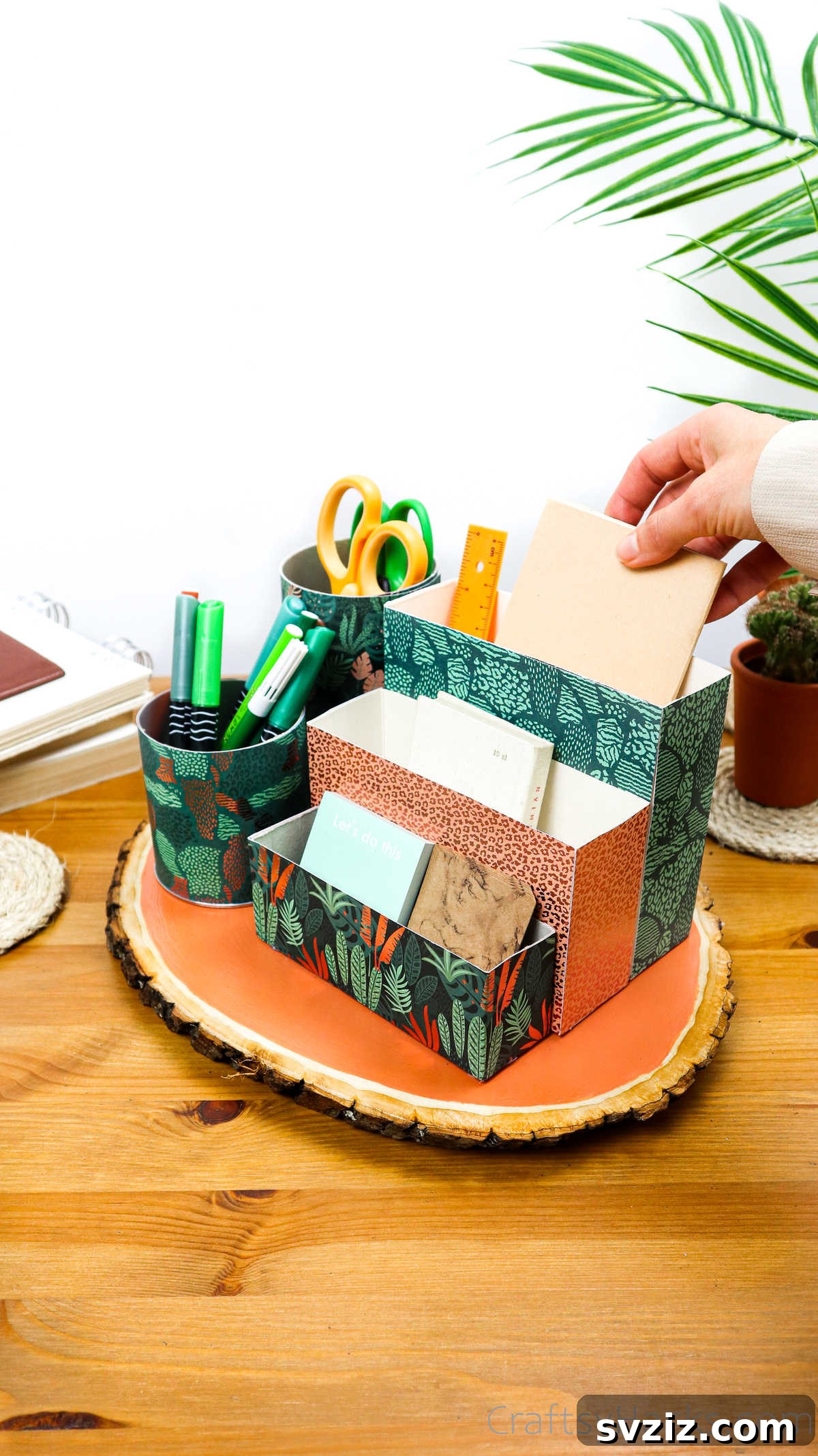 Eco-Chic Desk Organizer from Kitchen Recyclables 4 supplies in desk organizer