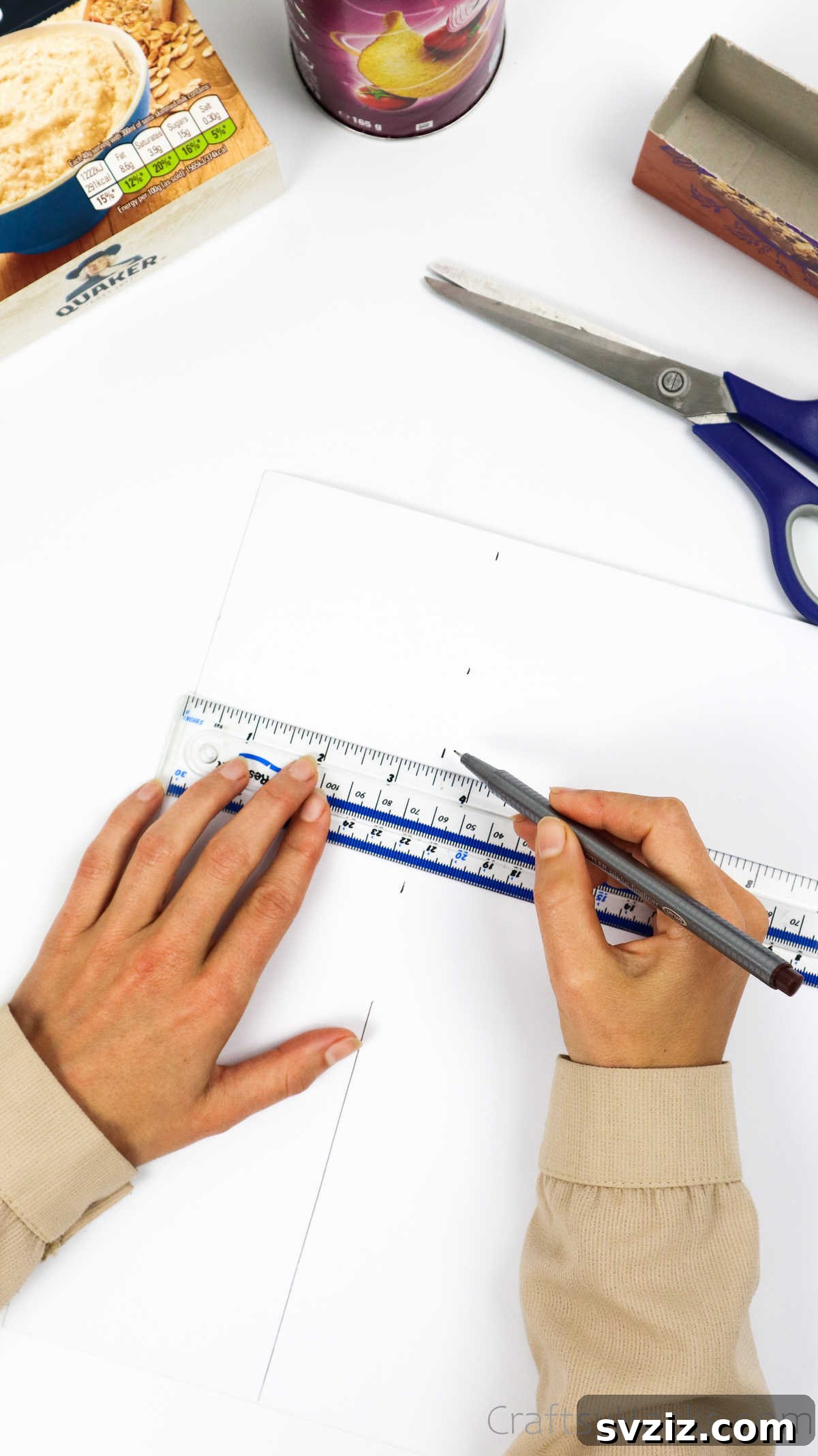 Eco-Chic Desk Organizer from Kitchen Recyclables 31 tracing measurements on paper for box wrap