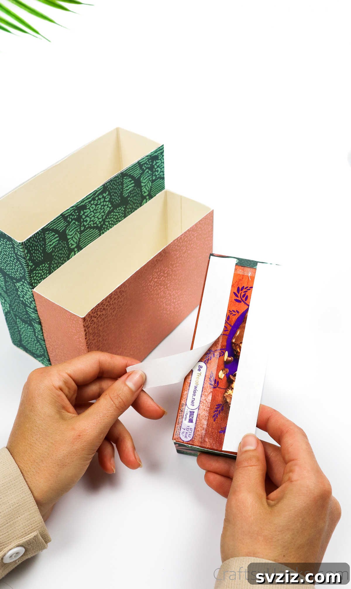 Eco-Chic Desk Organizer from Kitchen Recyclables 40 double-sided tape on the back of a small box