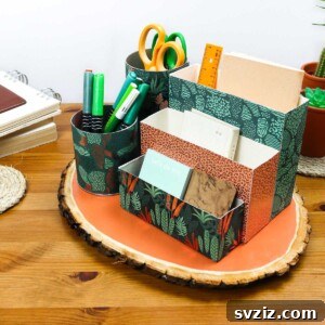 Eco-Chic Desk Organizer from Kitchen Recyclables 48 diy desk organizer