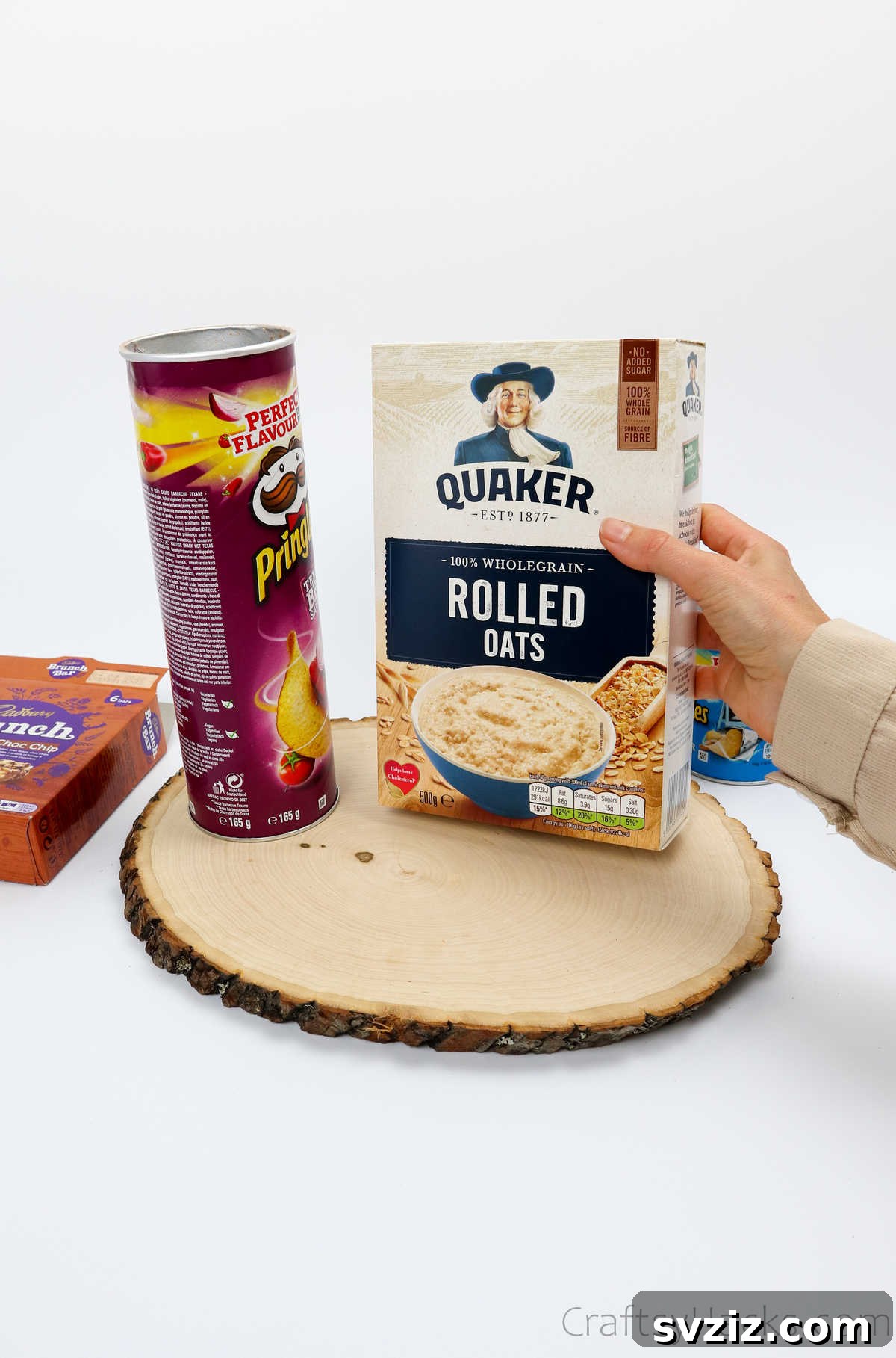 Eco-Chic Desk Organizer from Kitchen Recyclables 6 food boxes arranged on wood board for planning