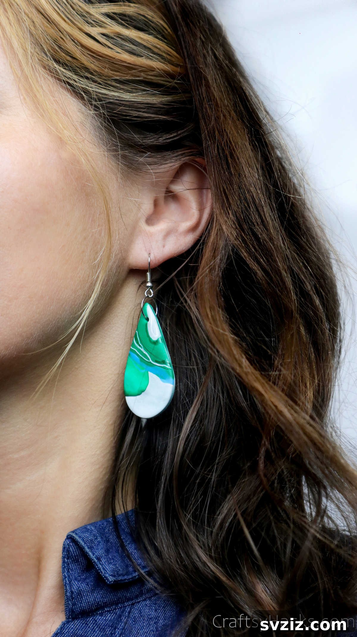 Craft Your Own Polymer Clay Earrings 3 Close-up of a model wearing stylish polymer clay earrings
