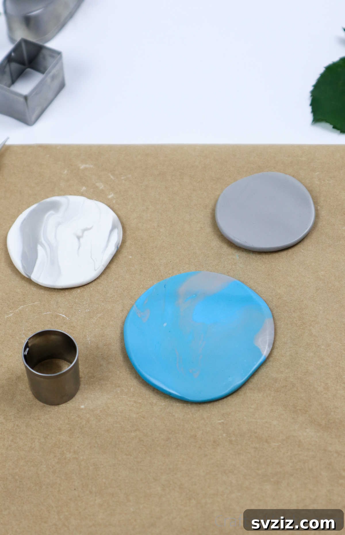 Craft Your Own Polymer Clay Earrings 29 Three flat, solid-colored polymer clay circles
