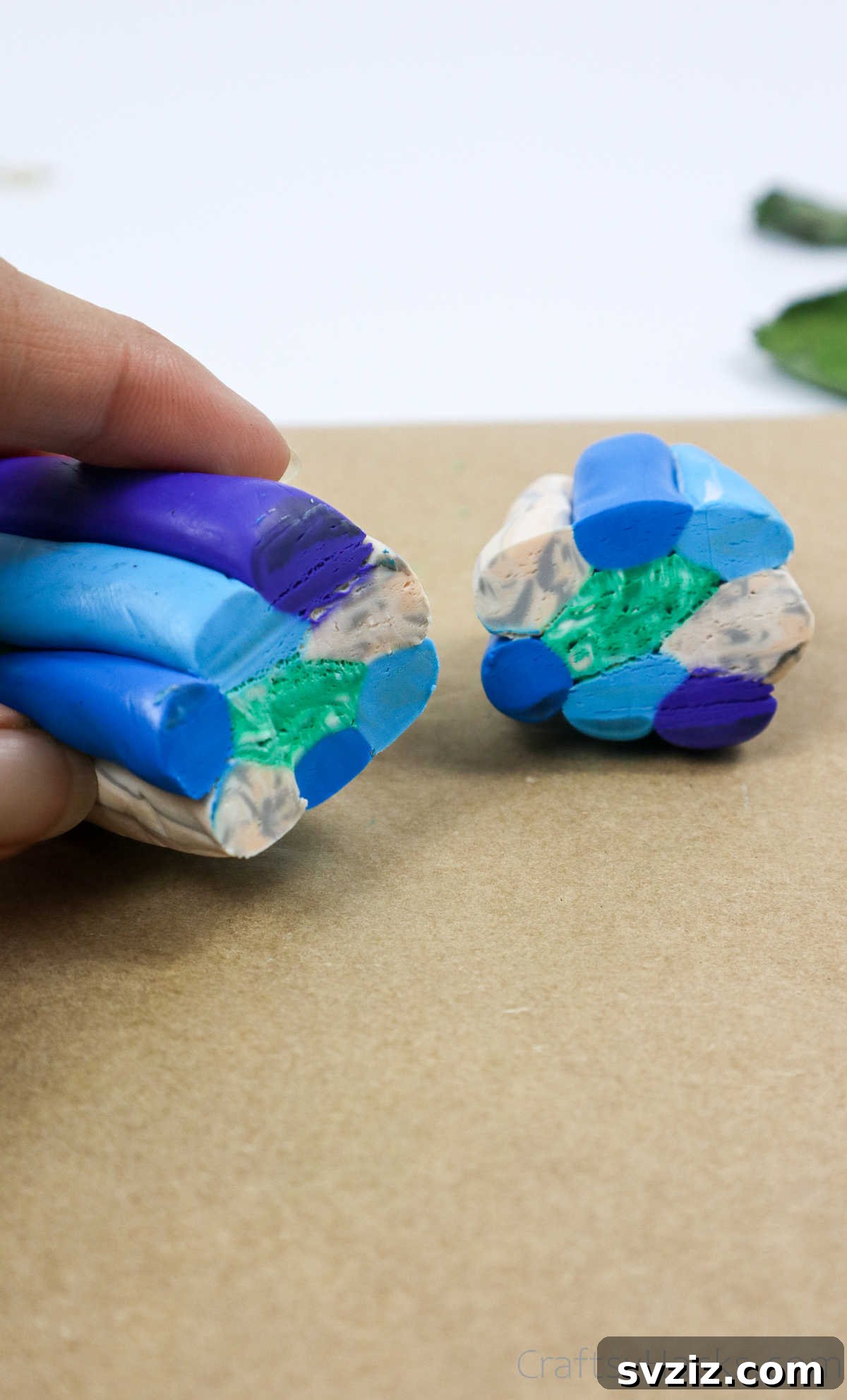 Craft Your Own Polymer Clay Earrings 39 Cutting a block of multi-colored polymer clay