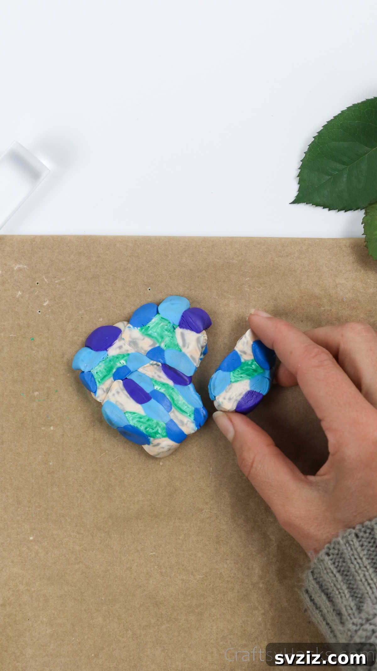 Craft Your Own Polymer Clay Earrings 41 Pressed together pieces of multi-colored polymer clay