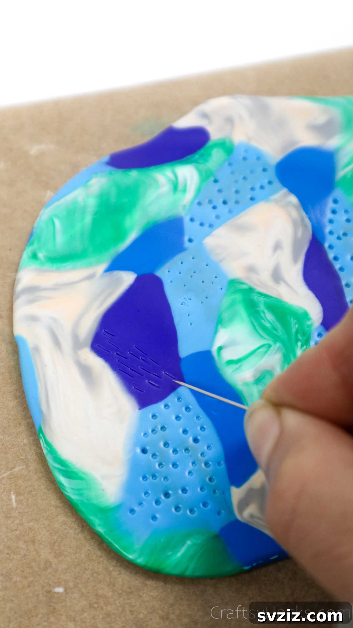 Craft Your Own Polymer Clay Earrings 46 Adding dashed lines to polymer clay for textural details