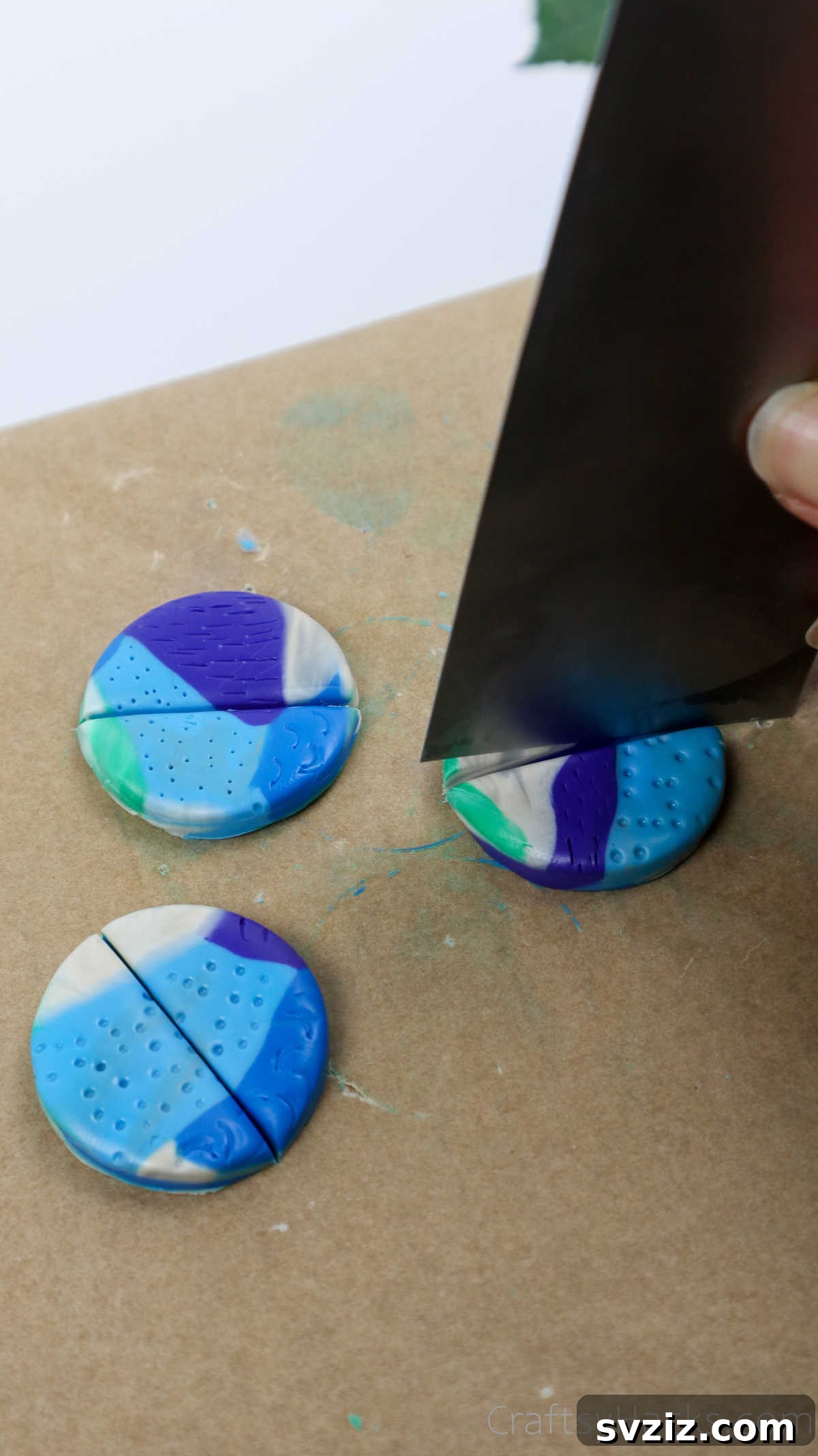 Craft Your Own Polymer Clay Earrings 49 Adding decorative lines to a polymer clay shape