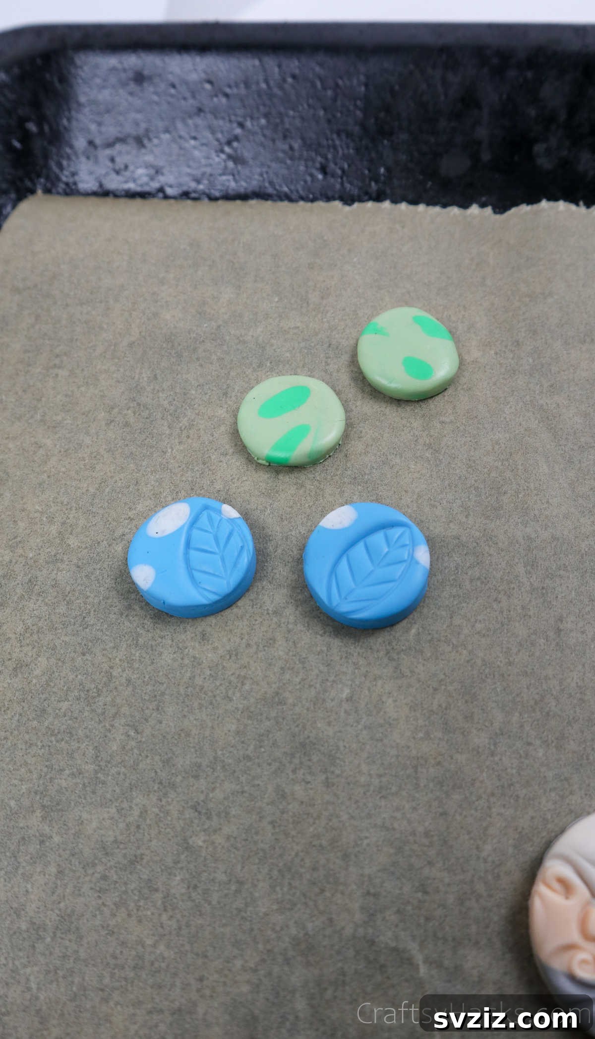 Craft Your Own Polymer Clay Earrings 51 Blue leaf-shaped polymer clay earrings with textured details