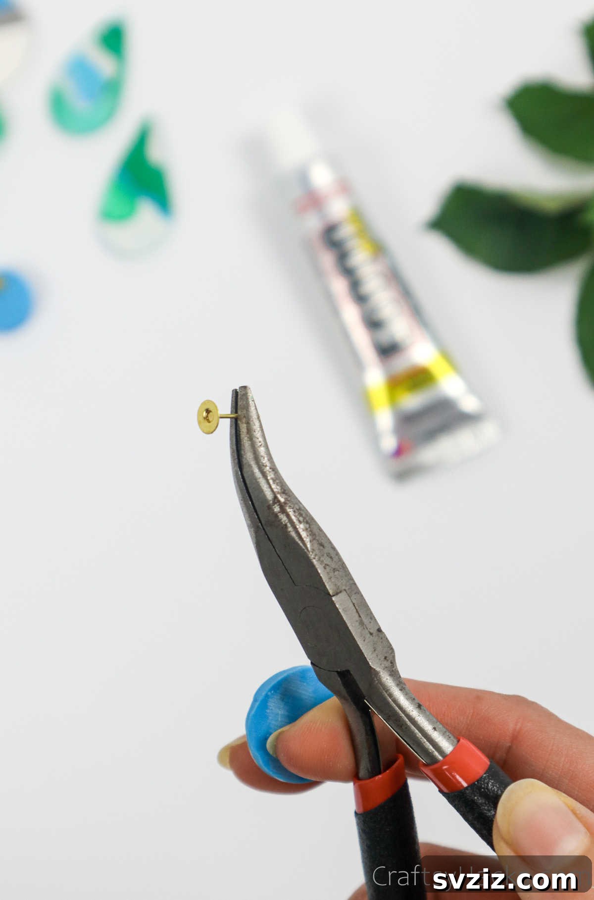 Craft Your Own Polymer Clay Earrings 55 Holding the back of an earring post