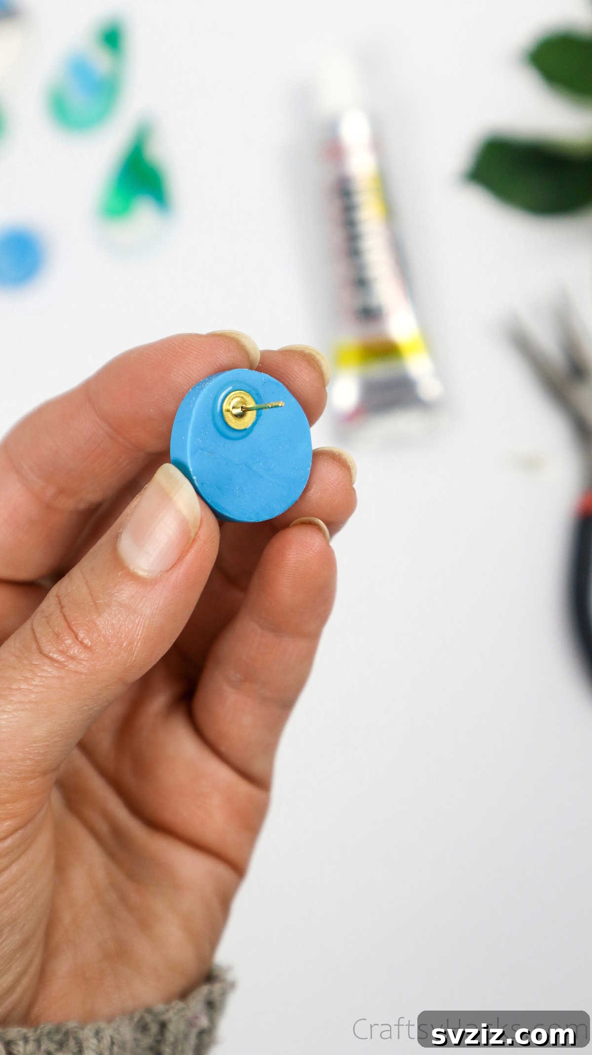 Craft Your Own Polymer Clay Earrings 56 Attaching an earring post to polymer clay with glue