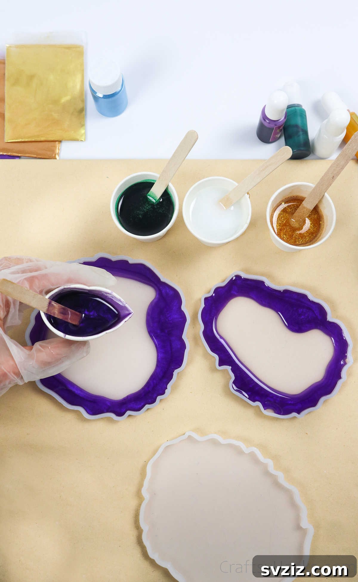 DIY Resin Coasters A Complete Guide 16 pouring purple resin