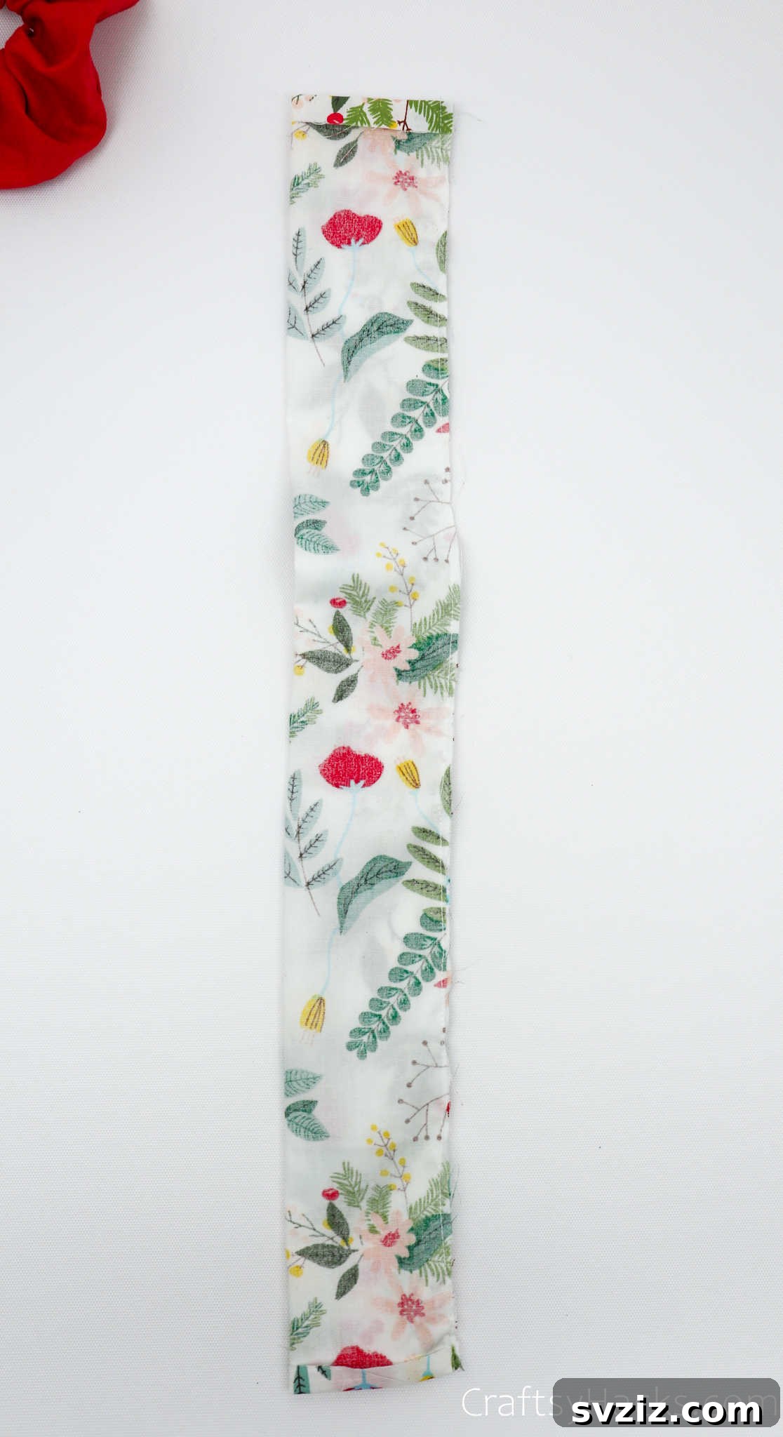Craft Your Perfect Hair Scrunchie 10 Close-up of sewn fabric tube for scrunchie