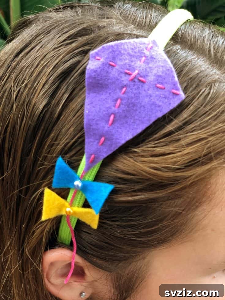 DIY Felt Kite Headband, a fun sewing craft for teens