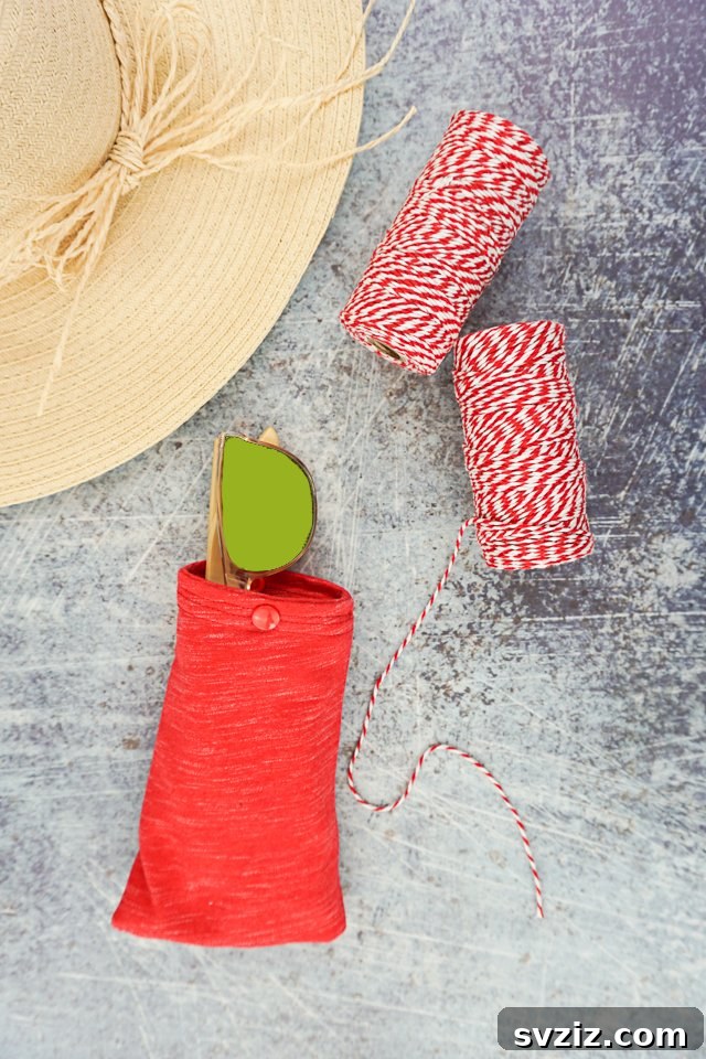 DIY Upcycled Sunglasses Case from old t-shirt sleeves