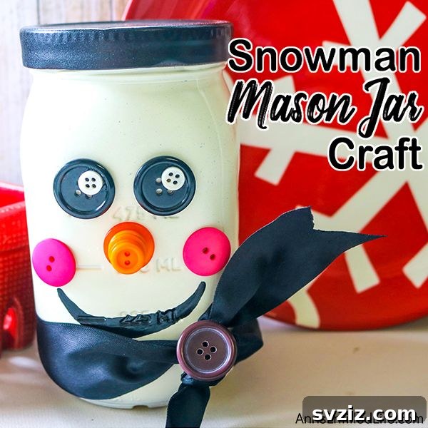 DIY Snowman Mason Jar for festive winter decor