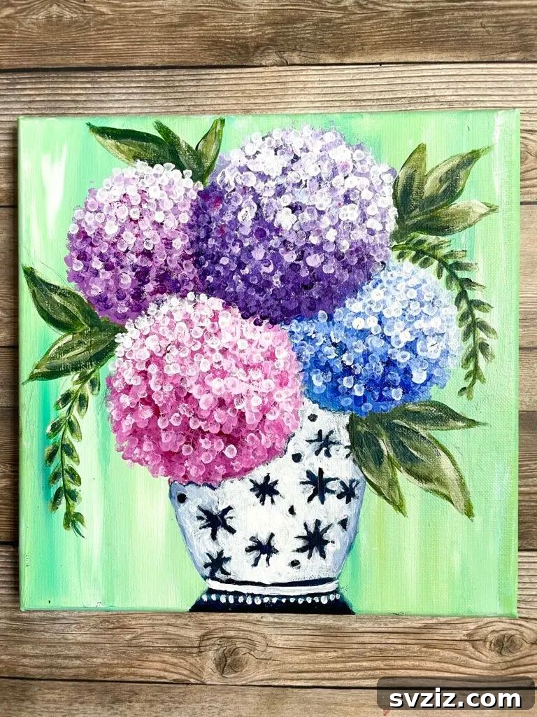 41 Delightful Floral Art Projects 20 Innovative Hydrangea Flower Painting with Q-Tips and Bubble Wrap