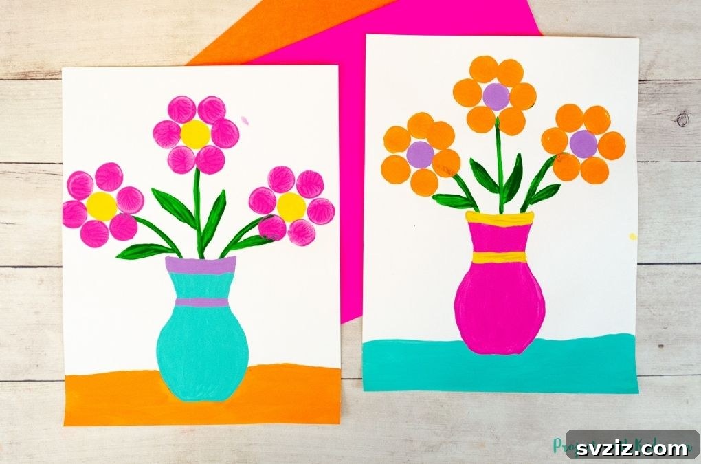 41 Delightful Floral Art Projects 22 Easy Cork Stamped Flower Painting for Kids