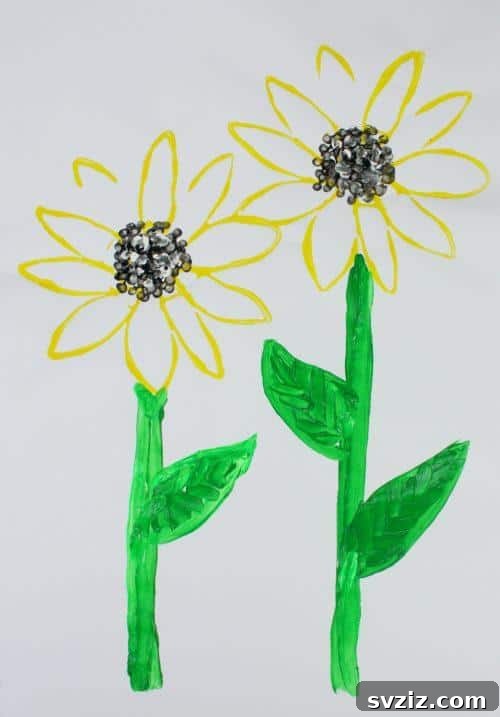41 Delightful Floral Art Projects 24 DIY Sunflower Stamp Painting with Toilet Rolls