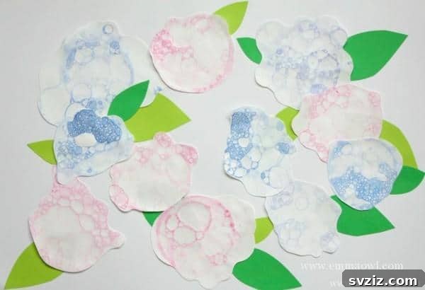 41 Delightful Floral Art Projects 32 Fun Bubble Blowing Hydrangea Art for Kids