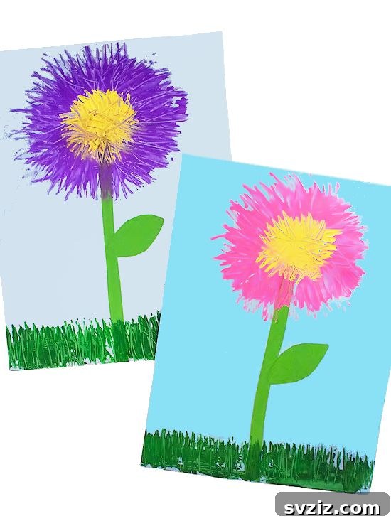 41 Delightful Floral Art Projects 5 Creative Fork Painted Flower Art for Kids