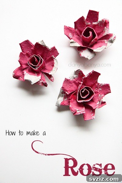 41 Delightful Floral Art Projects 41 DIY Egg Carton Rose Craft