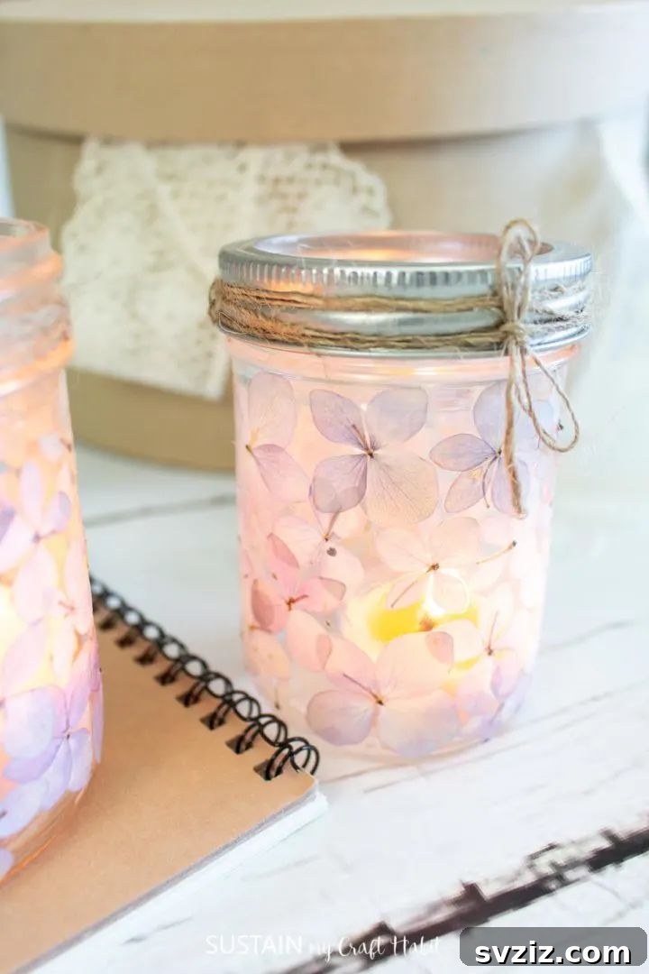41 Delightful Floral Art Projects 9 Pressed Flower Mason Jar Lantern Craft