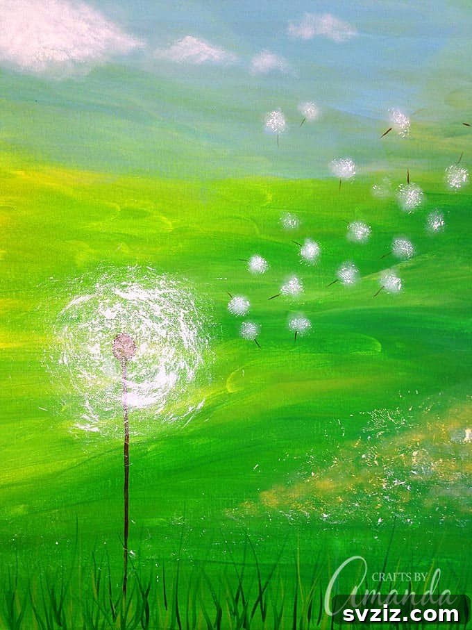 41 Delightful Floral Art Projects 10 Magical Dandelion Painting on Canvas
