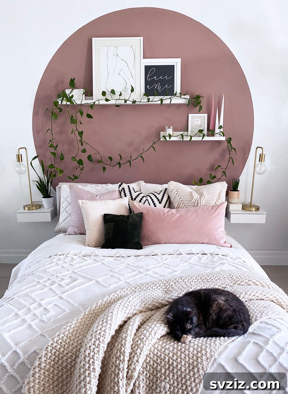 DIY Dream Bedroom: 51 Budget-Friendly Decor Hacks 12 Painted Circle Headboard