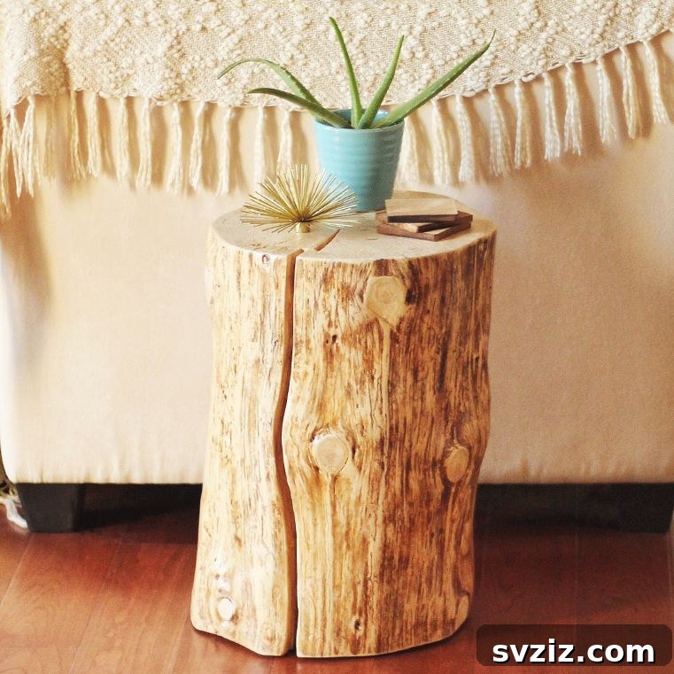 DIY Dream Bedroom: 51 Budget-Friendly Decor Hacks 48 Tree Stump Side Table