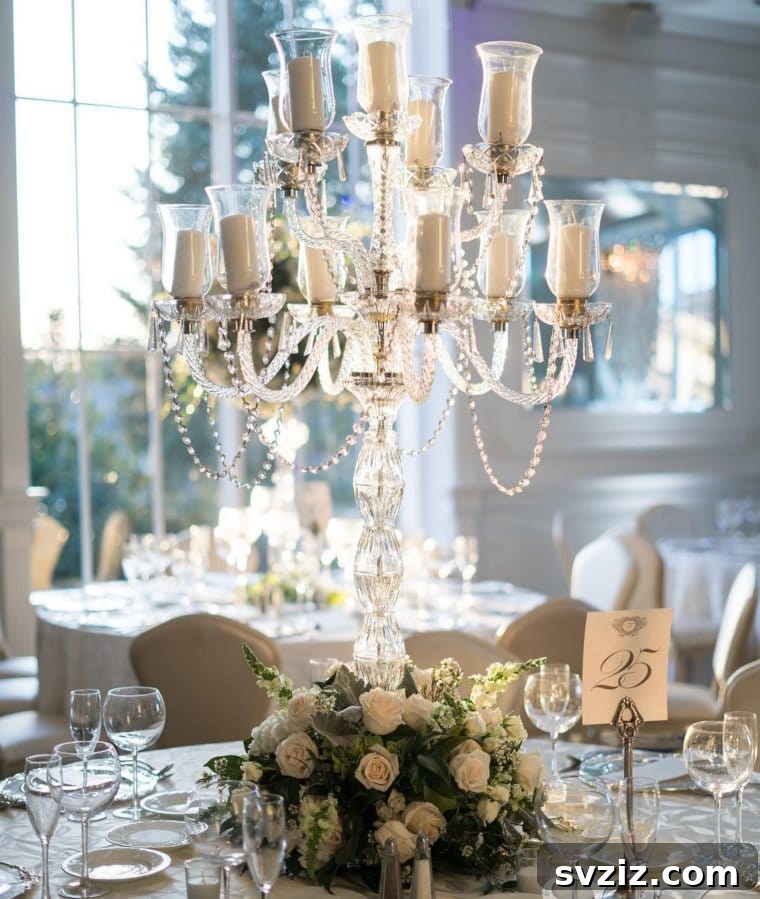 25 Gorgeous Wedding Centerpiece Inspirations 25 Luxurious Crystal Glass Candle Holder Centerpiece